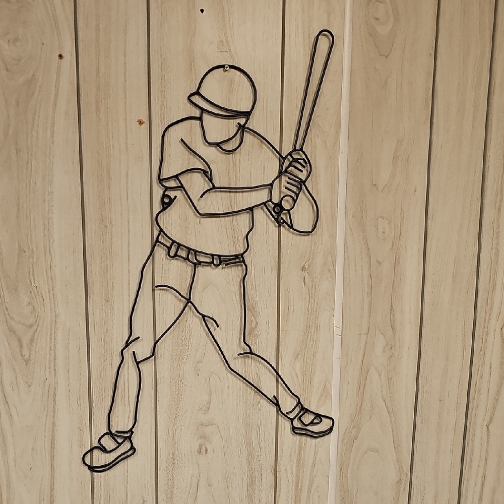 Black Baseball Batter Art Wall Decor
